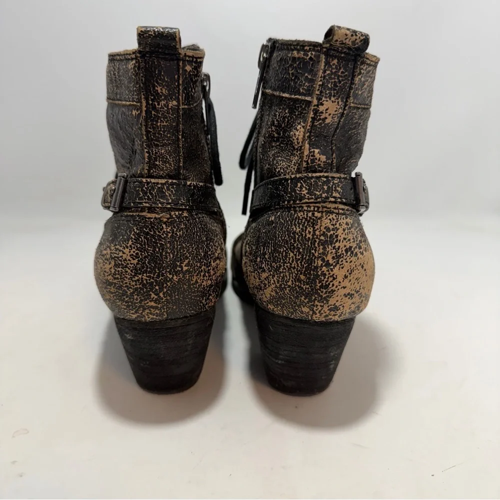 OTBT Floyd Distressed Crackle Leather Combat Boots Bronze Black Womens 7M
